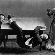 Hollywood six-year-old star Buster Keaton with his parents Myra and Joe Keaton during a vaudeville act.